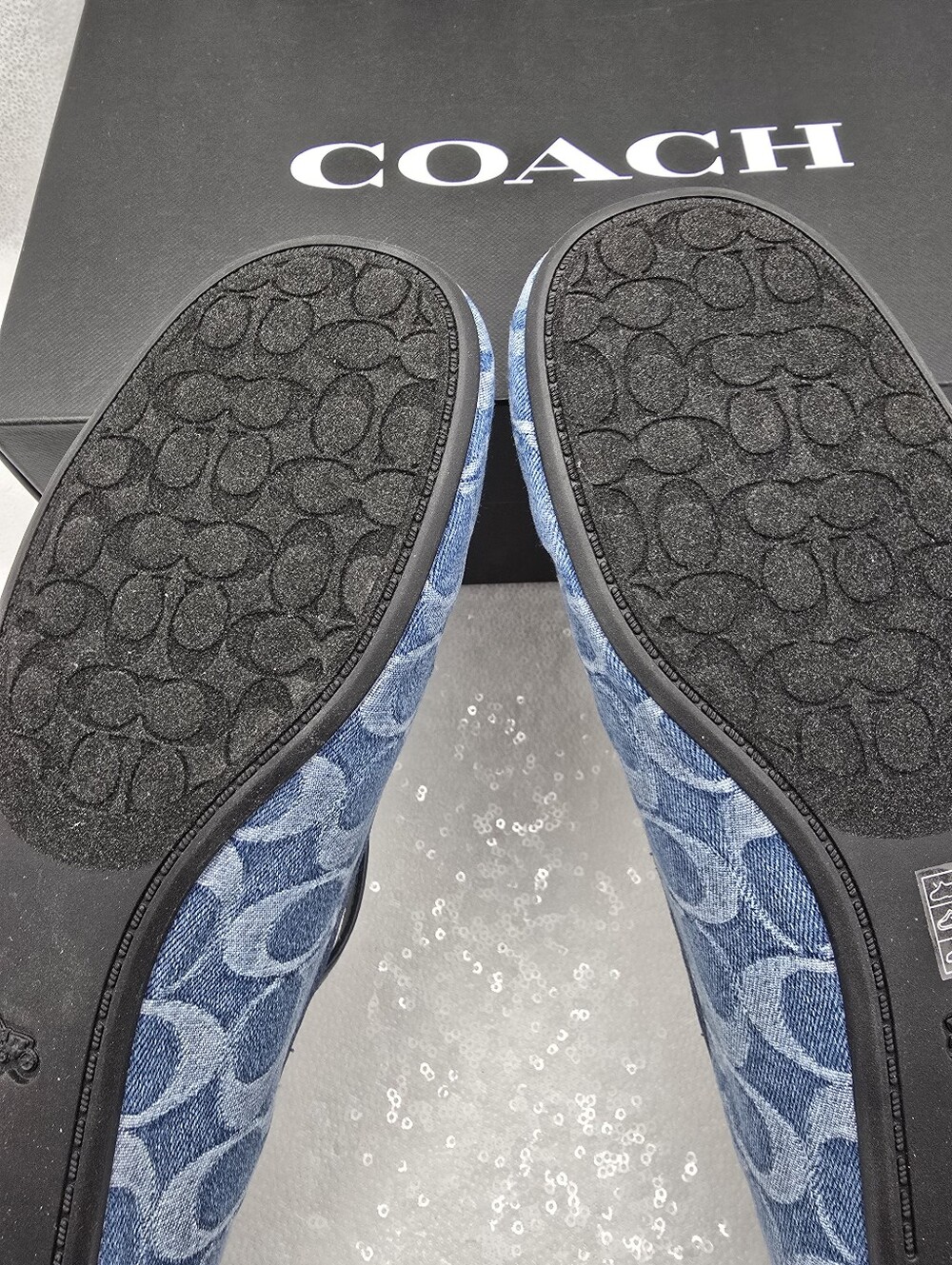 Coach Phoebe Signature Denim Ballet Flsts Cris-cross Leather Flats Women's 10 - Picture 6 of 11